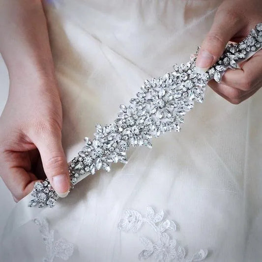 Wedding Accessories - Silver Crystal Bridal Belt/Sash