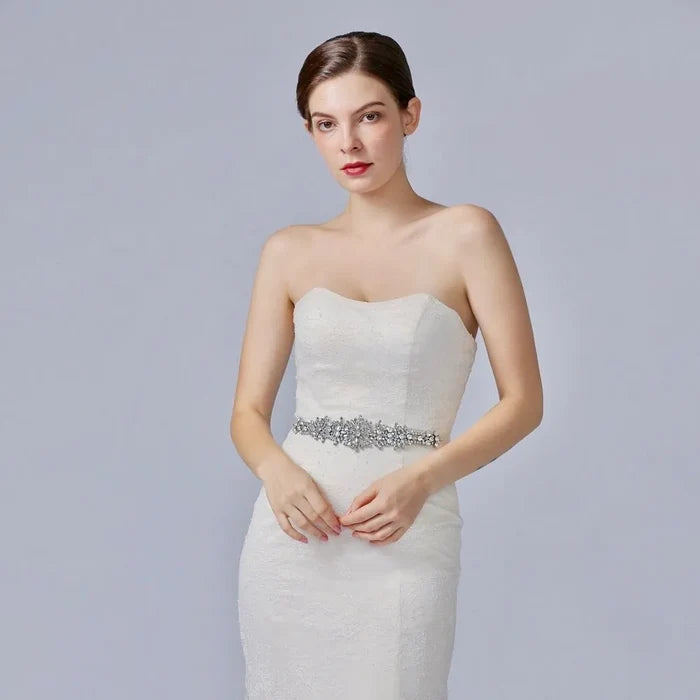 Wedding Accessories - Silver Crystal Bridal Belt/Sash