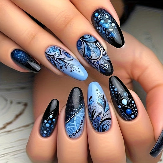 Dark Night Blues Art Pattern