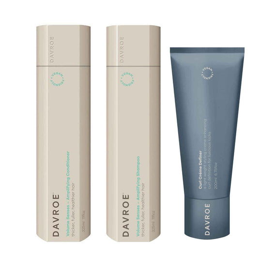 Davroe Volume Senses Amplifying Shampoo, Conditioner and Curl Crème Definer Trio