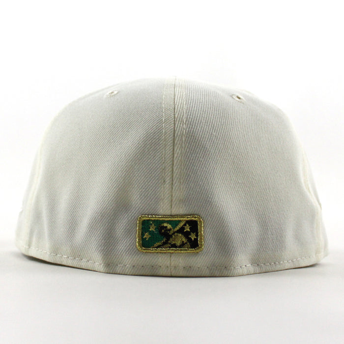 Dayton Dragons D Patch New Era 59Fifty Fitted Hat (Chrome White Dark Green Gray Under Brim)