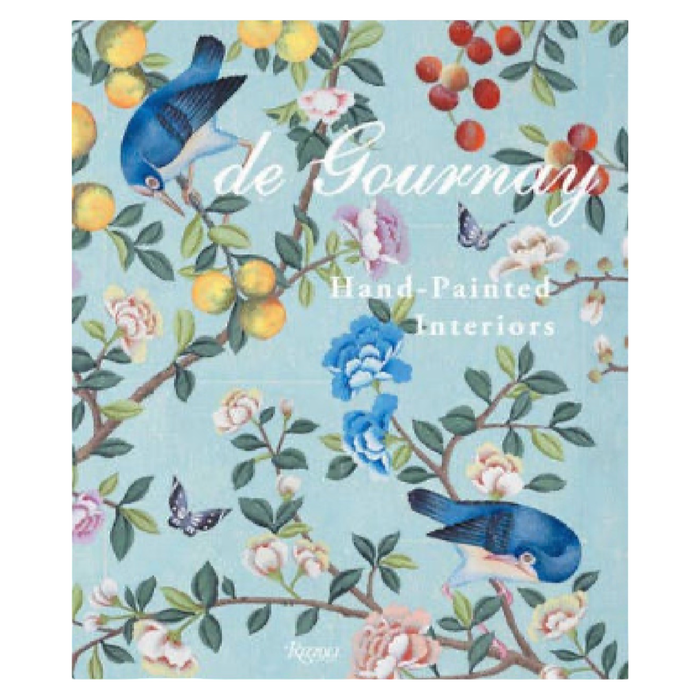 Book cover with floral and bird design, featuring the brand 'de Gournay'.