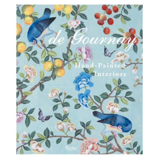 Book cover with floral and bird design, featuring the brand 'de Gournay'.