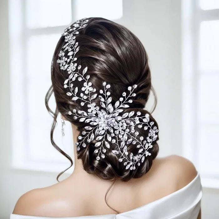 Silver Crystal Bridal Headdress | Elegant Wedding Hairpiece