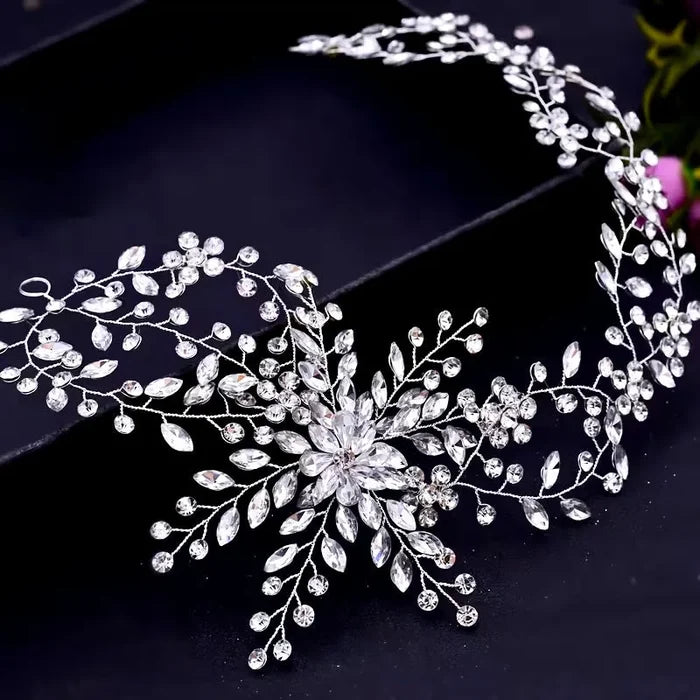 Silver Crystal Bridal Headdress | Elegant Wedding Hairpiece