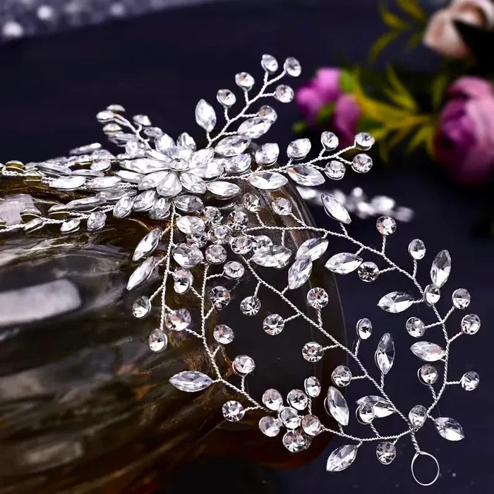 Silver Crystal Bridal Headdress | Elegant Wedding Hairpiece