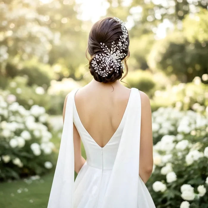 Silver Crystal Bridal Headdress | Elegant Wedding Hairpiece
