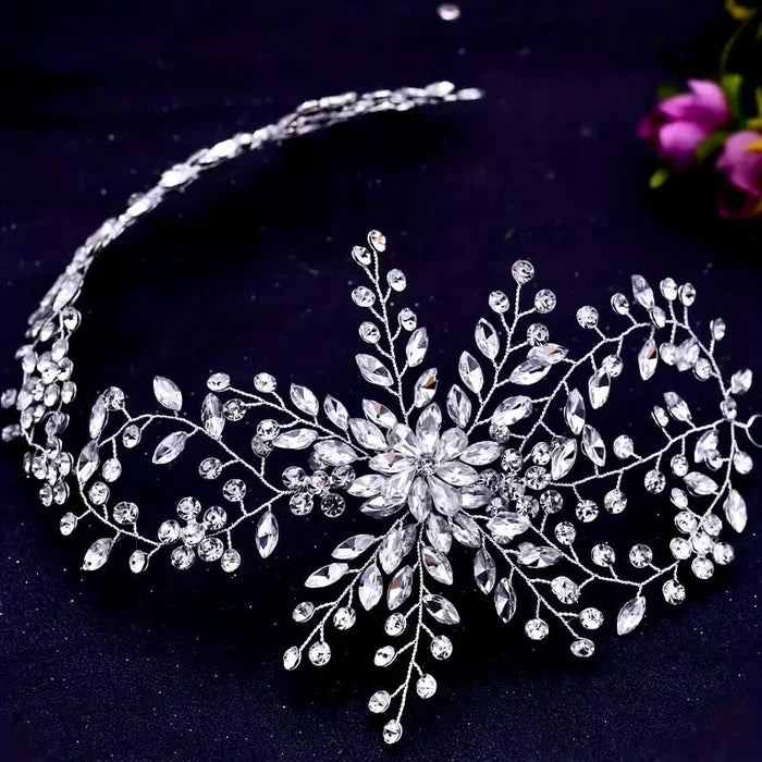 Silver Crystal Bridal Headdress | Elegant Wedding Hairpiece
