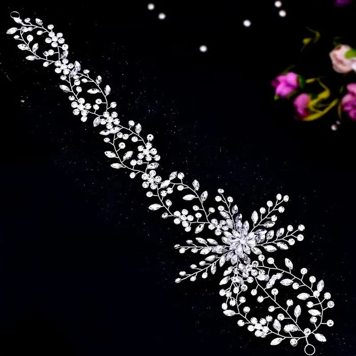 Silver Crystal Bridal Headdress | Elegant Wedding Hairpiece