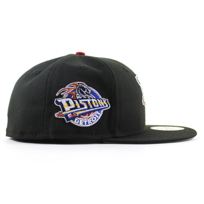 Detroit Pistons Pistons Patch New Era 59Fifty Fitted Hat (Black Gray Under Brim)