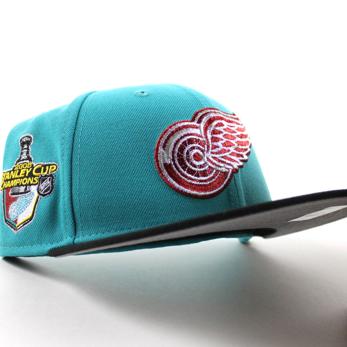 Detroit Red Wings 2008 Stanley Cup New Era 59Fifty Fitted Hat (Teal Black Gray Under brim)