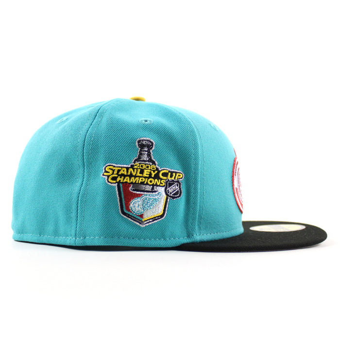 Detroit Red Wings 2008 Stanley Cup New Era 59Fifty Fitted Hat (Teal Black Gray Under brim)