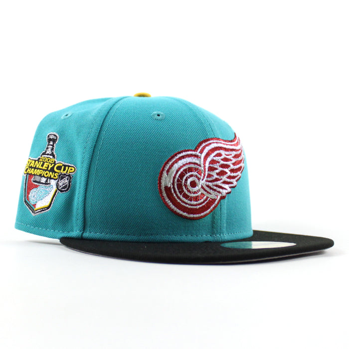 Detroit Red Wings 2008 Stanley Cup New Era 59Fifty Fitted Hat (Teal Black Gray Under brim)