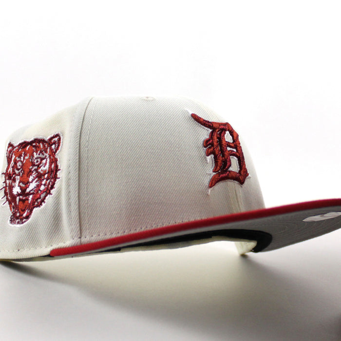 Detroit Tigers Tiger Patch New Era 59Fifty Fitted Hat (Chrome White Scarlet Red Gray Under Brim)