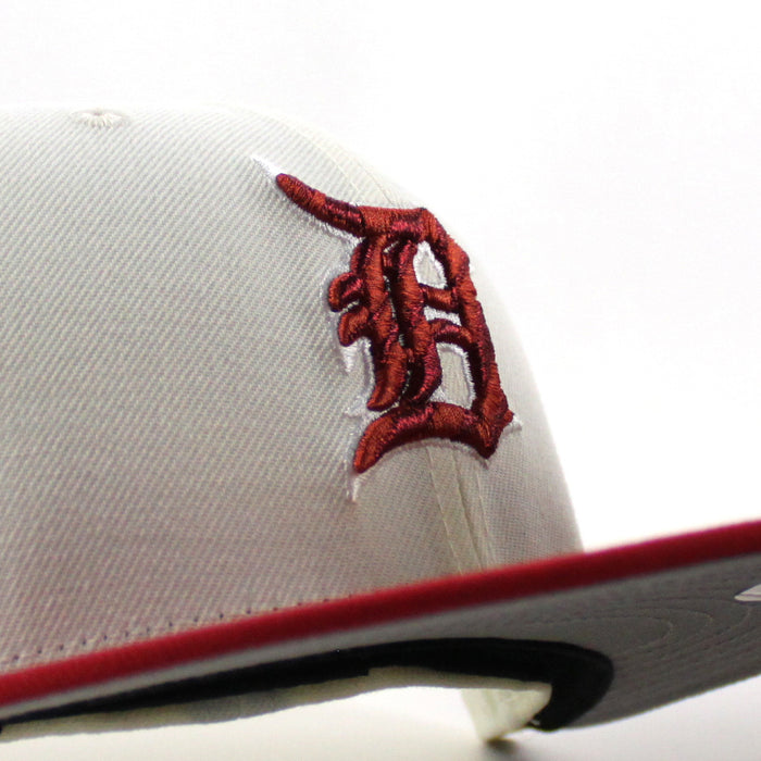 Detroit Tigers Tiger Patch New Era 59Fifty Fitted Hat (Chrome White Scarlet Red Gray Under Brim)