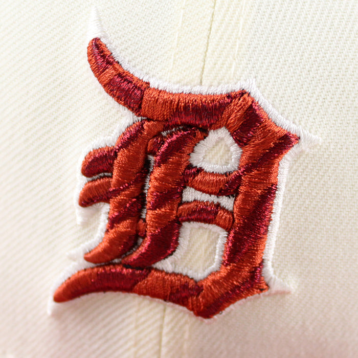 Detroit Tigers Tiger Patch New Era 59Fifty Fitted Hat (Chrome White Scarlet Red Gray Under Brim)