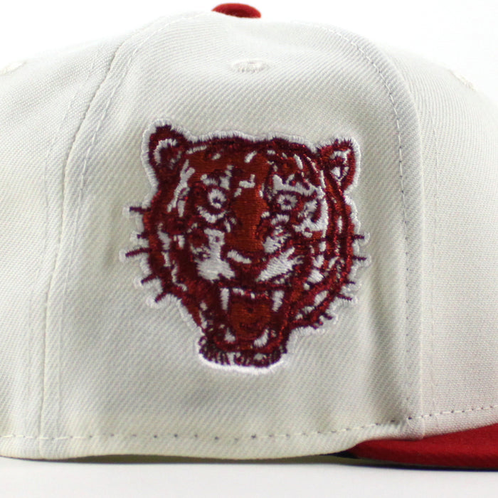 Detroit Tigers Tiger Patch New Era 59Fifty Fitted Hat (Chrome White Scarlet Red Gray Under Brim)