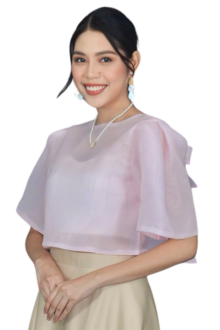 Dewdrop Pink Kimona with Modern Puff Sleeves