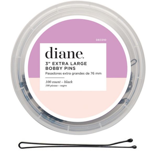 Diane Extra Large Bobby Pins 3" Black - 100 Count Jar # DEC010 - Palms Fashion Inc.