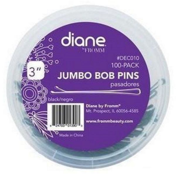 Diane Extra Large Bobby Pins 3" Black - 100 Count Jar # DEC010 - Palms Fashion Inc.