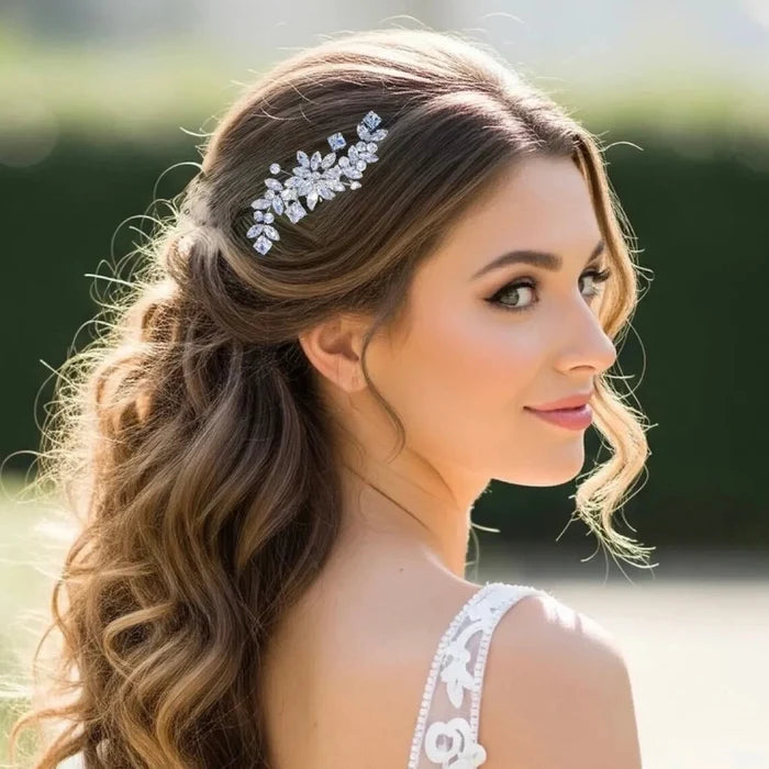 Wedding Hair Accessories – Sparkling CZ Bridal Hair Comb in Silver