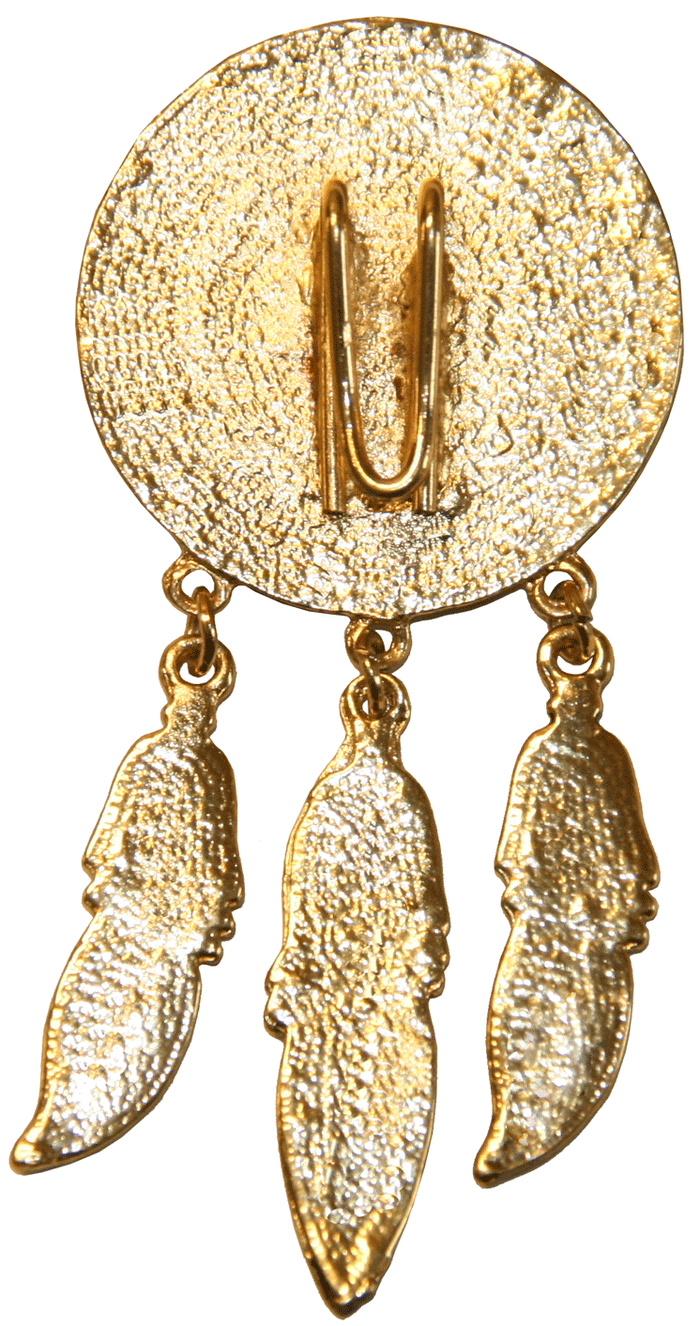 Dream Catcher Hair Hook - Gold Ponytail Holder Boho Accessory back view