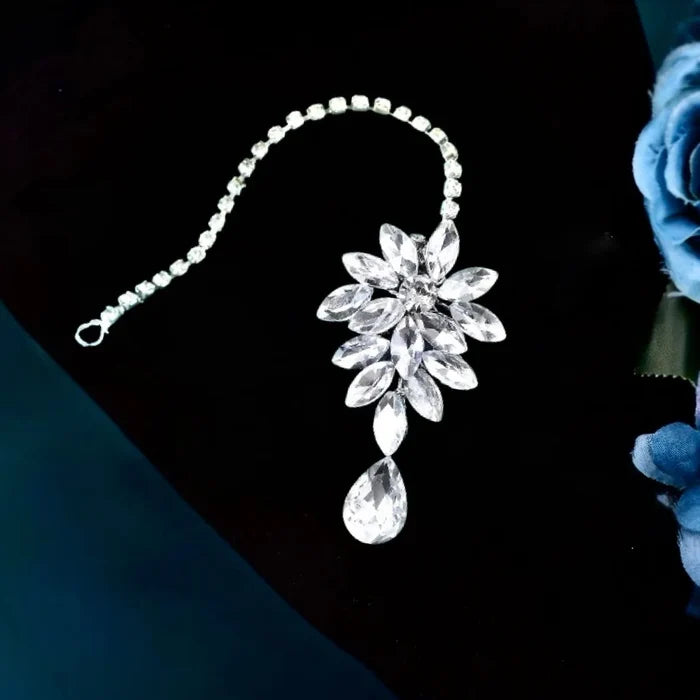 Modern Crystal Bridal Hair Accessory – Silver Wedding Forehead Piece