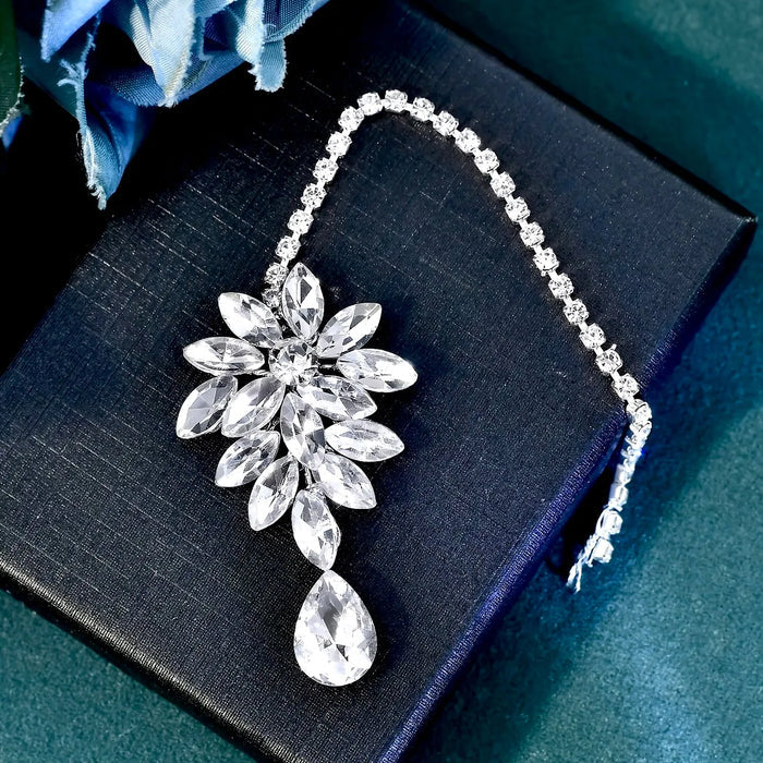 Modern Crystal Bridal Hair Accessory – Silver Wedding Forehead Piece