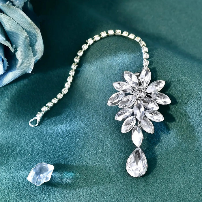 Modern Crystal Bridal Hair Accessory – Silver Wedding Forehead Piece