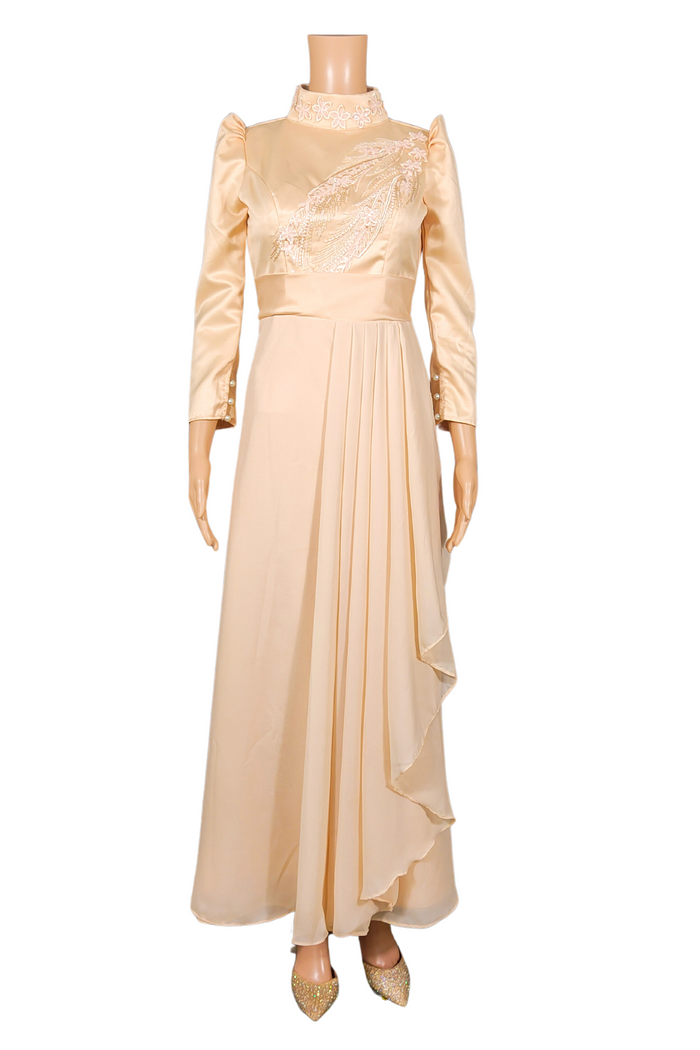 Elegant Long-Sleeve Filipiniana Dress