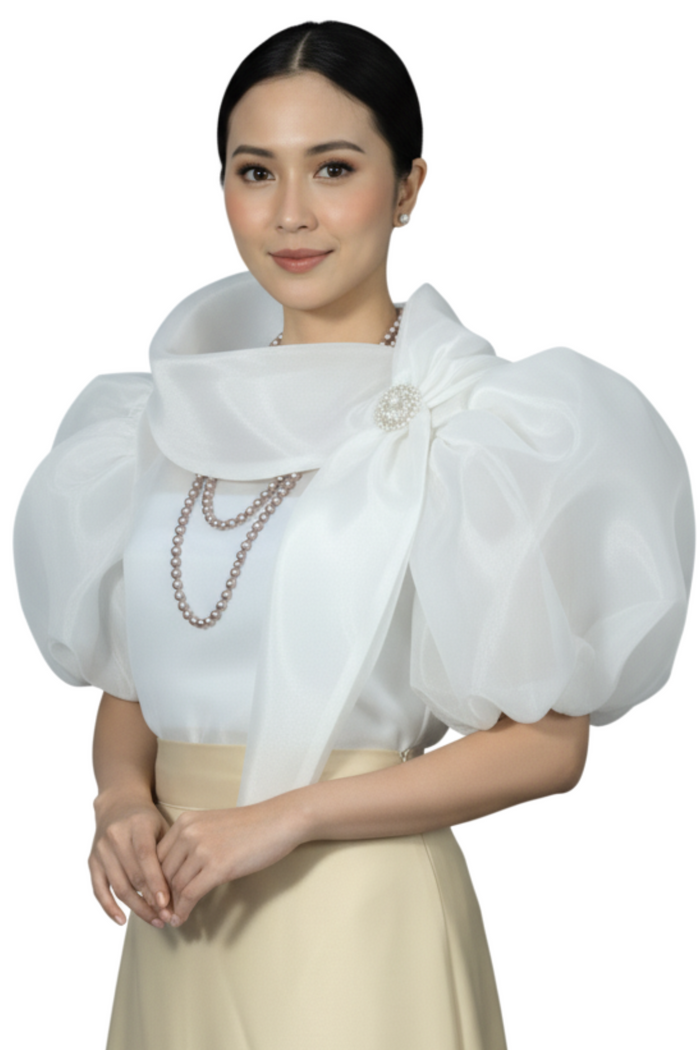 Modern Filipiniana kimona with Bell sleeves