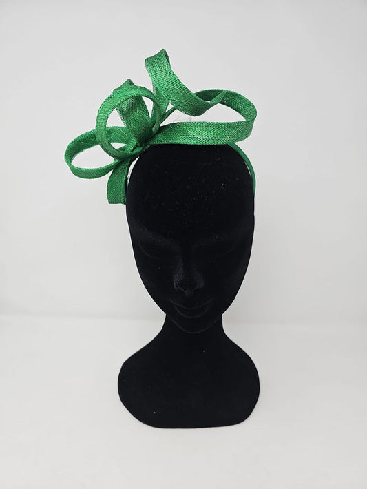 Emerald Green Looped Sinnamay Feather Hairband Fascinator