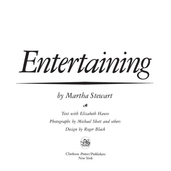 Book cover of 'Entertaining' by Martha Stewart with text details.