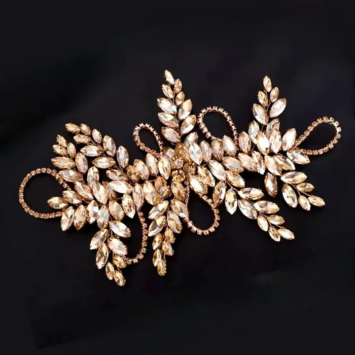 Champagne Crystal Bridal Hair Vine in Gold - Flexible Wedding Hair Accessory