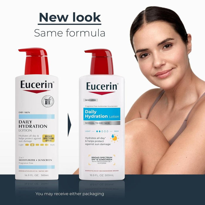 Eucerin Daily Hydration Lotion SPF15 500ml لوشن يوسيرين للترطيب اليومي بعامل حماية من الشمس 15 - Princess Cosmetics Qatar