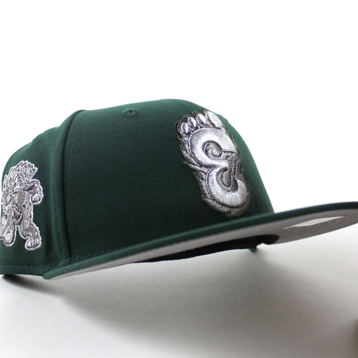 Eugene Emeralds North West League Ape Patch  New Era 59Fifty Fitted Hat (Dark Green Gray Under Brim)