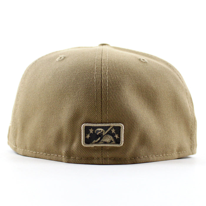 Eugene Emeralds North West League Ape Patch  New Era 59Fifty Fitted Hat (Khaki Gray Under Brim)
