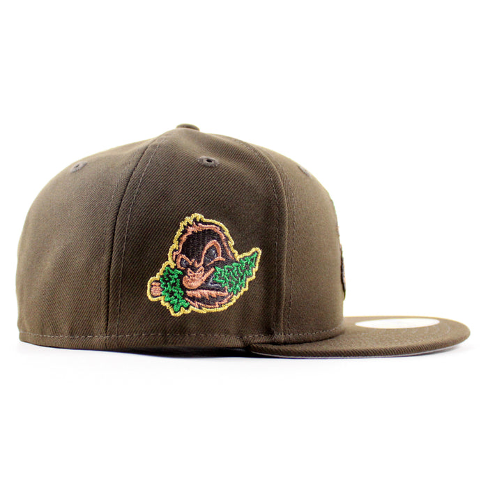 Eugene Emeralds North West League Ape Patch New Era 59Fifty Fitted Hat (Walnut Brown Gray Under Brim)