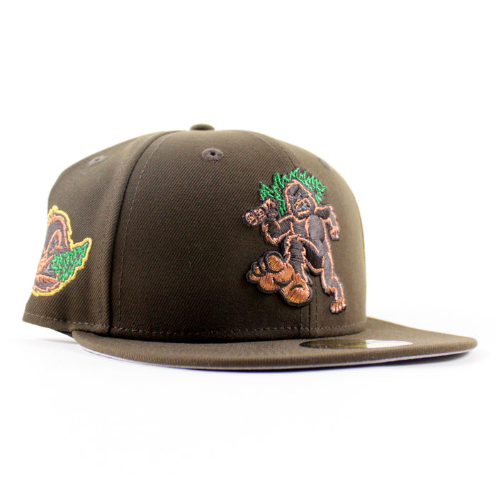 Eugene Emeralds North West League Ape Patch New Era 59Fifty Fitted Hat (Walnut Brown Gray Under Brim)