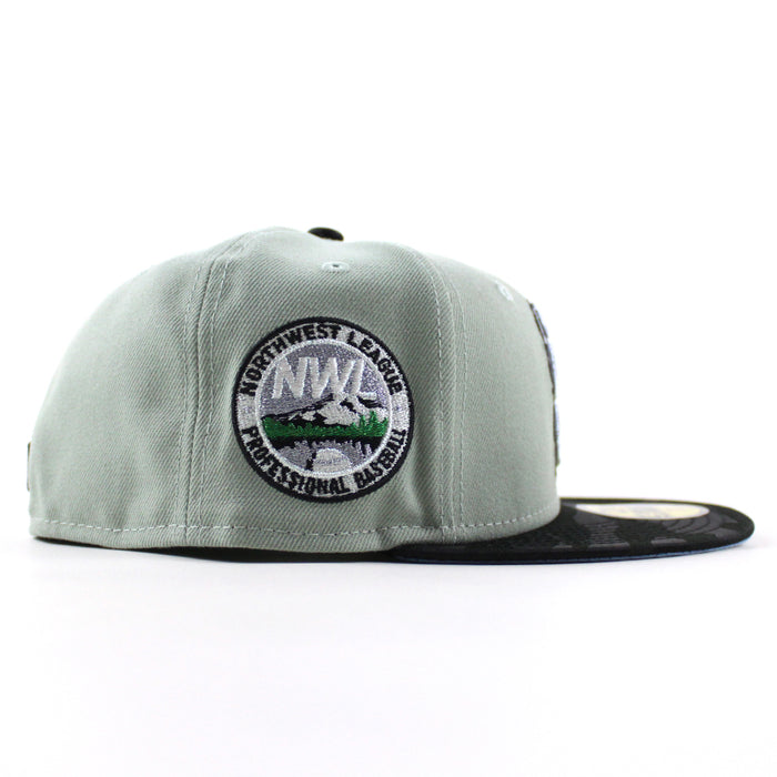 Eugene Emeralds North West League New Era 59Fifty Fitted Hat (Everest Green Black Blue Under Brim)