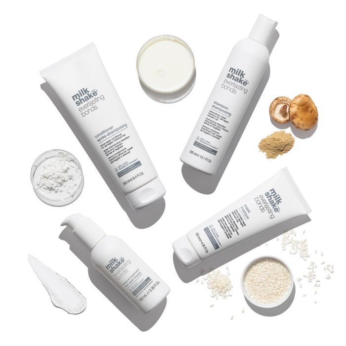 Collection of milk_shake everlasting bonds hair care products on a white background