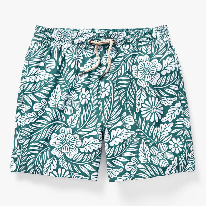 Green Hawaiian Floral / Youth Small