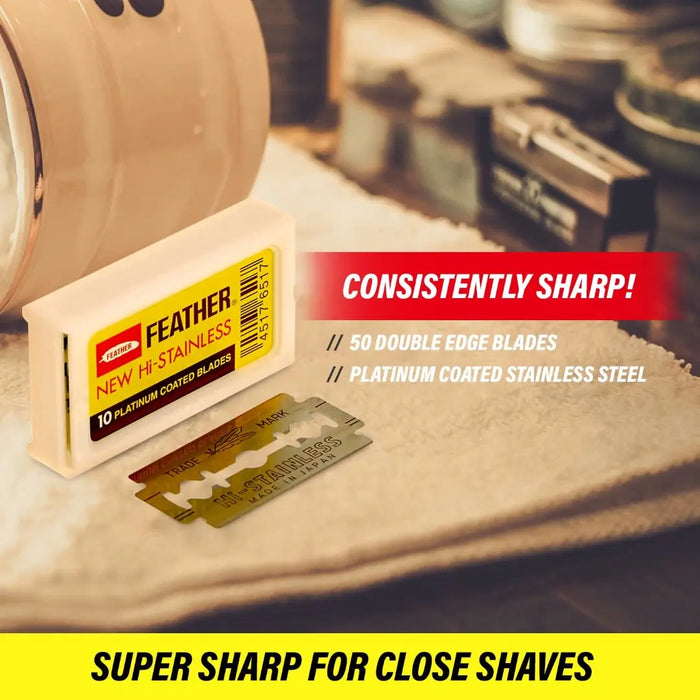 Feather Hi-Stainless Platinum Double-Edge Razor Blades - BUYBARBER.COM