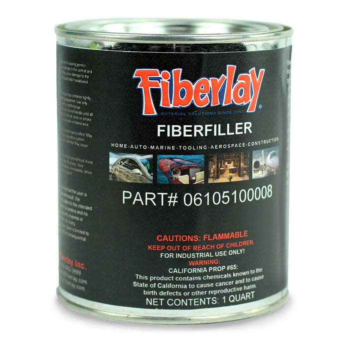 Quart can of Fiberfiller which is a polyester based bonding putty..