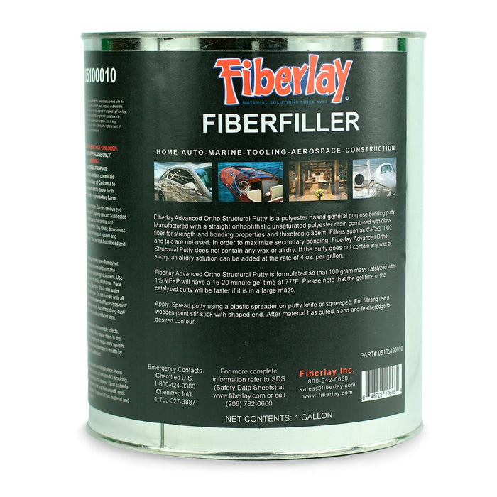 Quart metal can of advanced ortho structural putty called Fiberfiller. Use with MEKP catalyst.