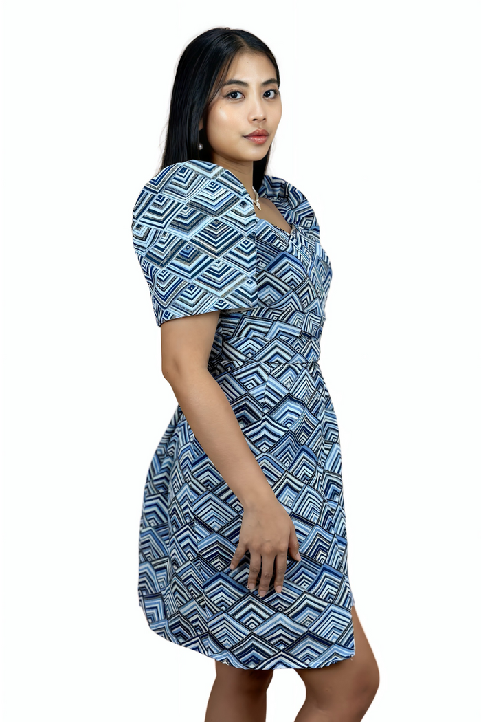 Modern Blue Midi Filipiniana