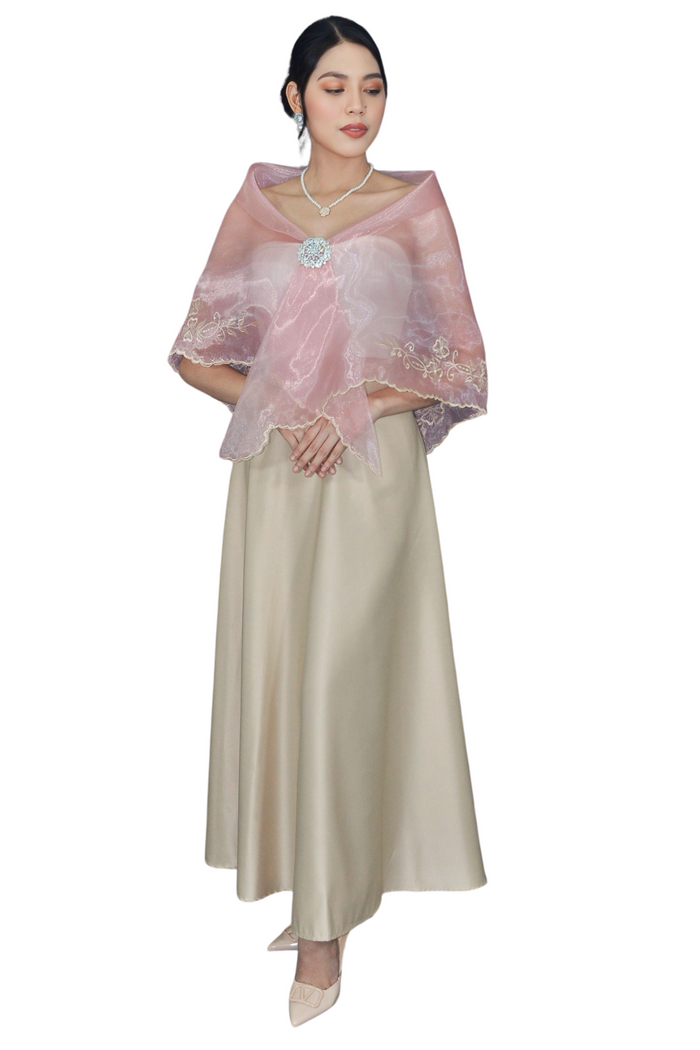 Premium Rose Pink Alampay with Brooch