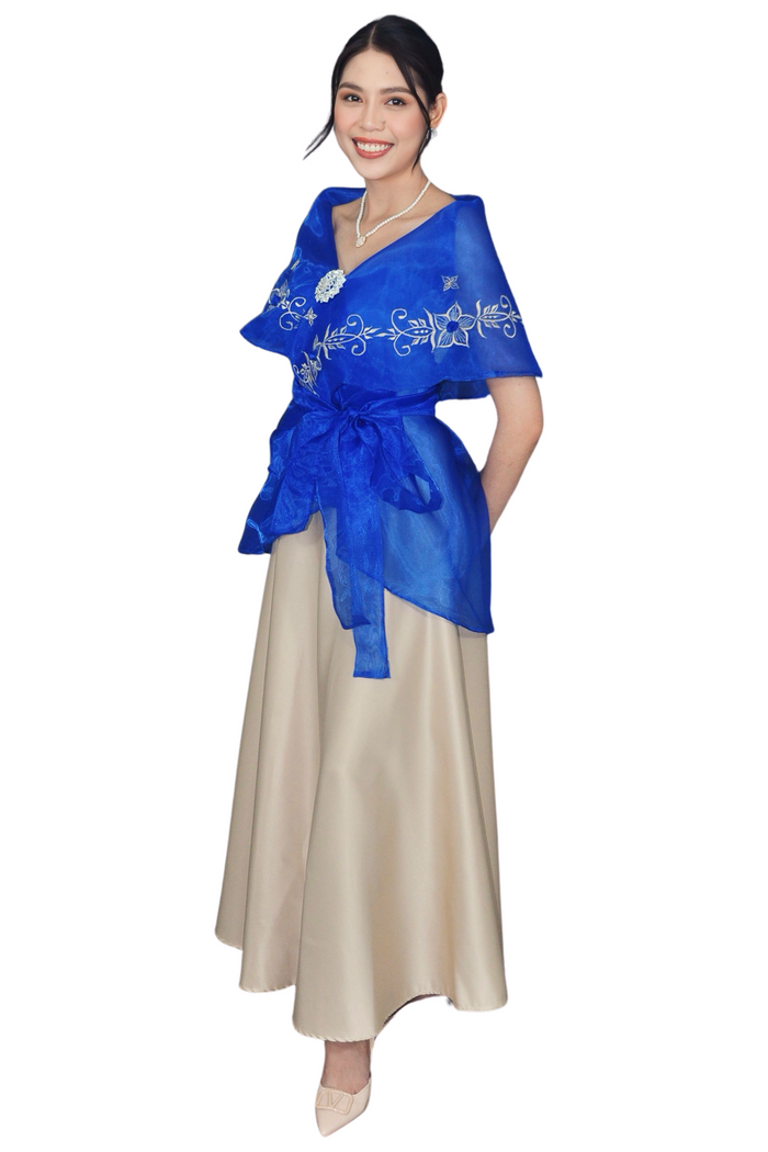 Filipiniana Blue Organza Panuelo