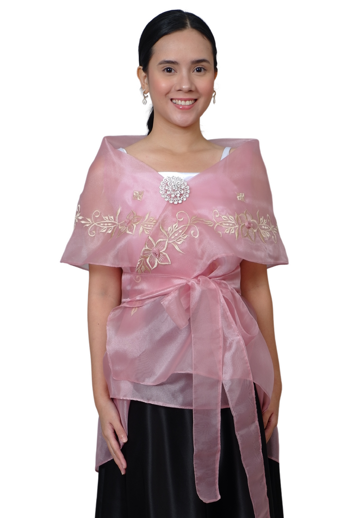 Filipiniana Premium Pink Organza Panuelo