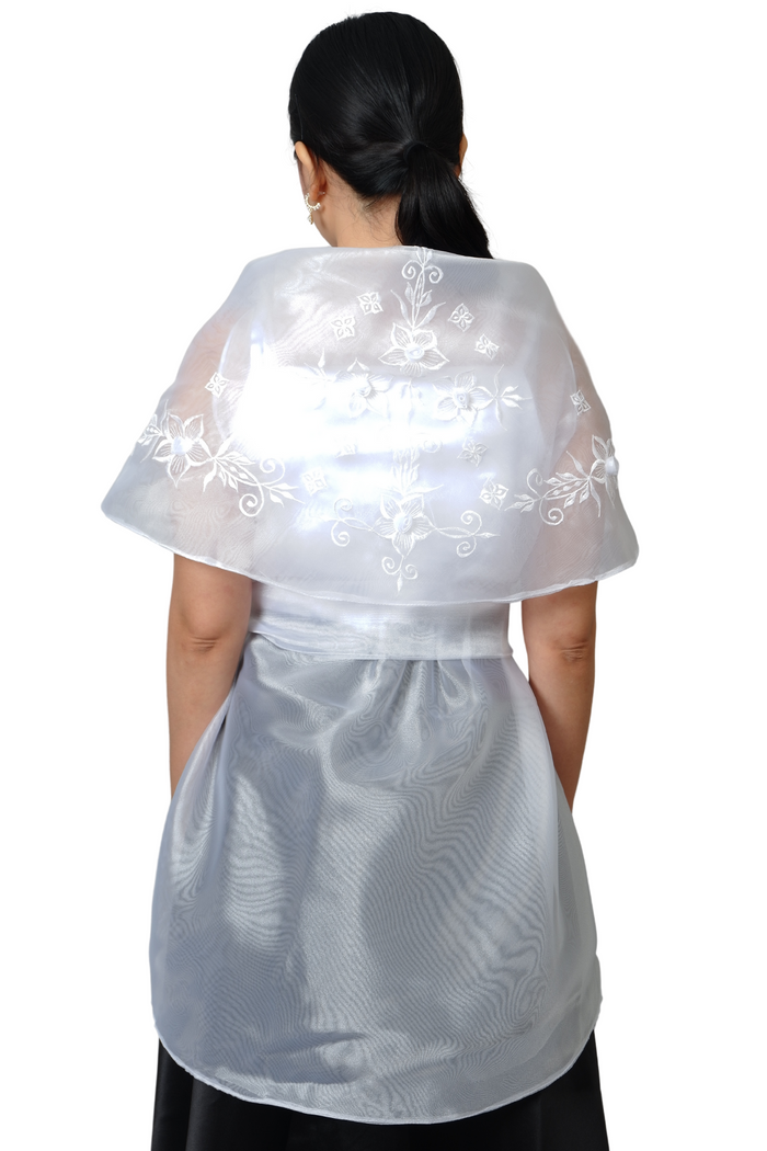 White Organza Panuelo Back Detailing